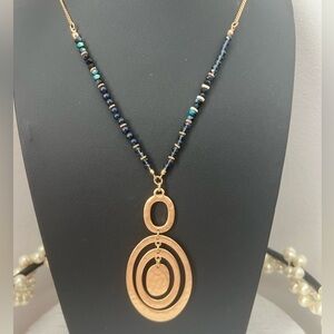 Jane Marie Twice As Nice Stone & Glass Bead Necklace 40” D12